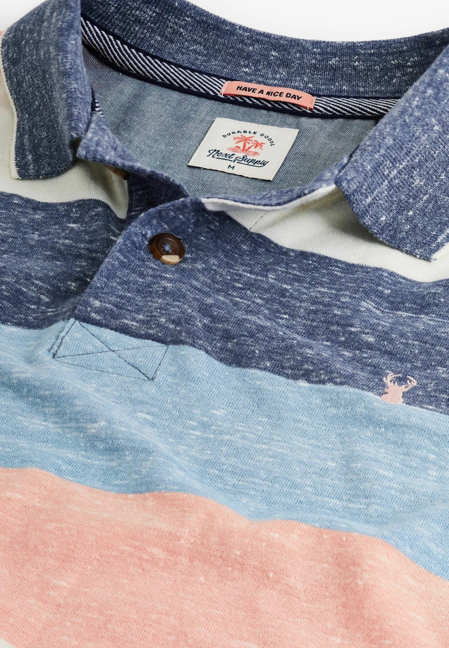 Next Stripe Standard - Poloshirt - Blue/Peach/Pink - Afbeelding 5