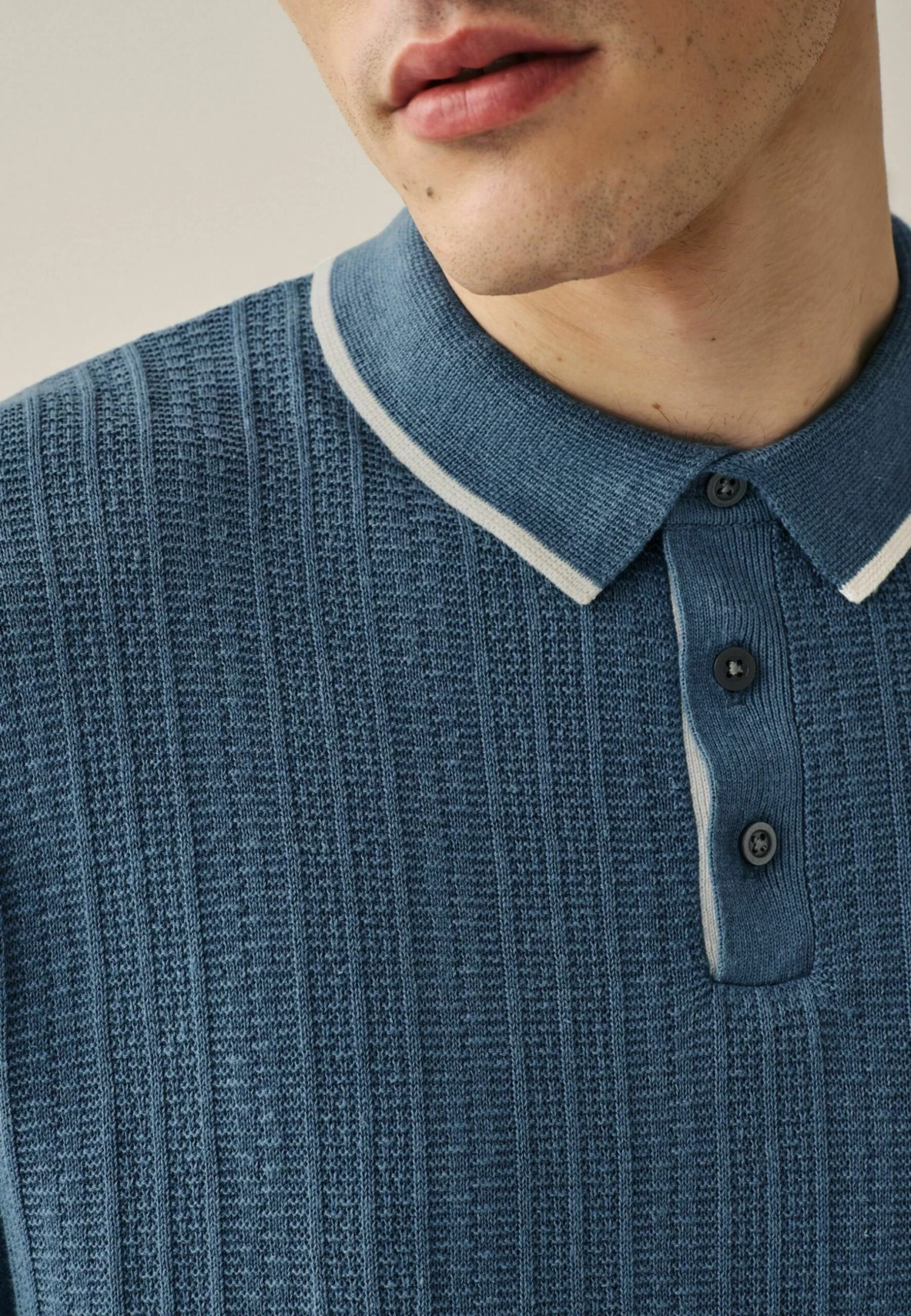 Next Textured Standard - Poloshirt - Blue - Afbeelding 3
