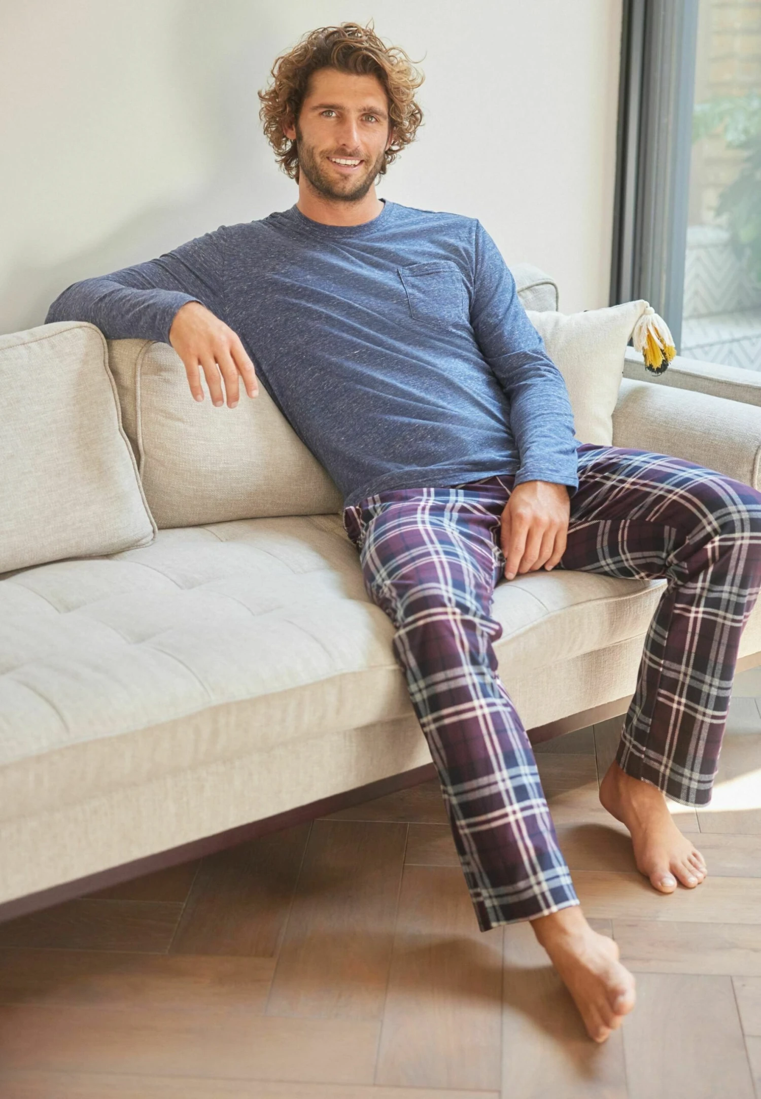 Next Motion Flex Cosy - Pyjama - Blue Plum Red Check - Afbeelding 2