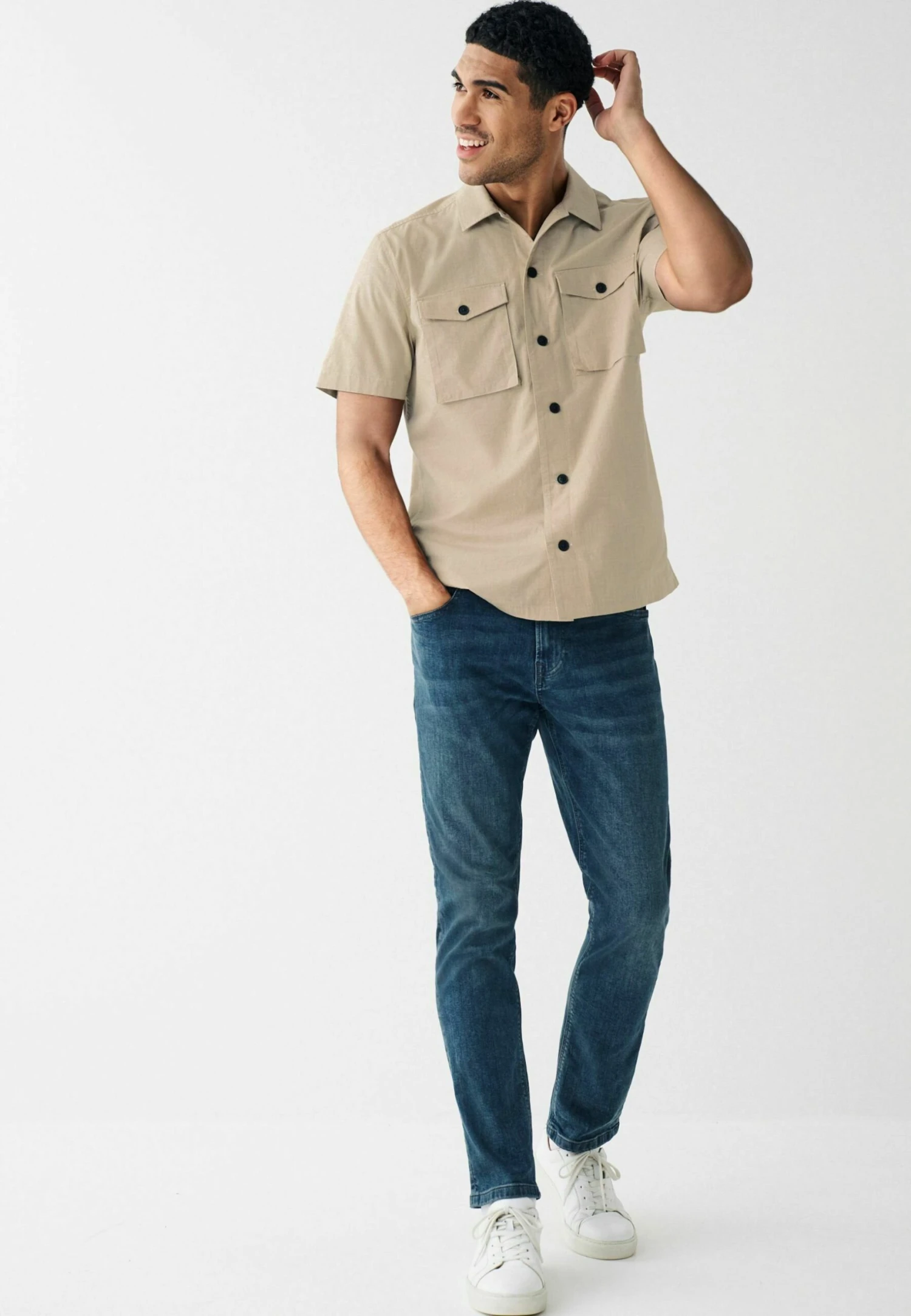 Next Twin Pocket Short Sleeve Standard - Overhemd - Stone - Afbeelding 4