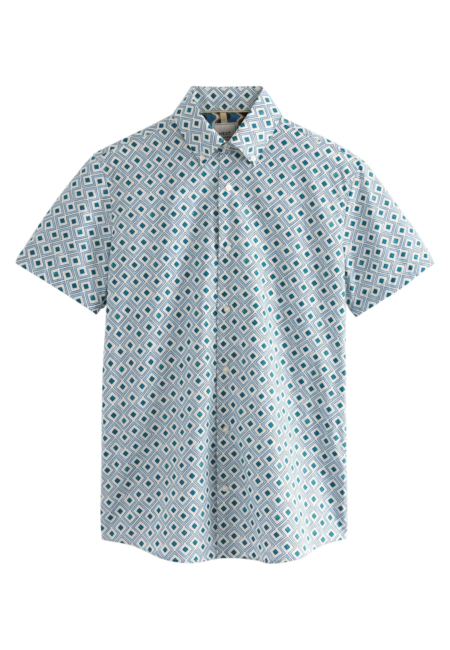 Next Printed Trimmed - Overhemd - Blue Yellow Geometric - Afbeelding 5