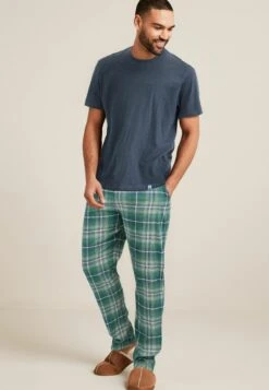 Next Lightweight CheckSet - Pyjama - Navy Blue Green Supersoft